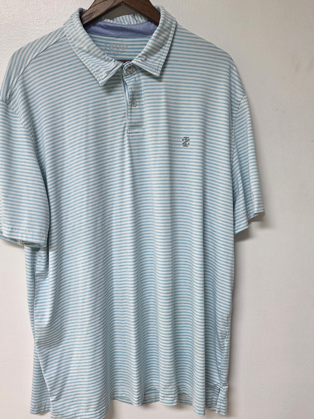 Izod  Golf Light Blue Striped Polo Shirt For Men